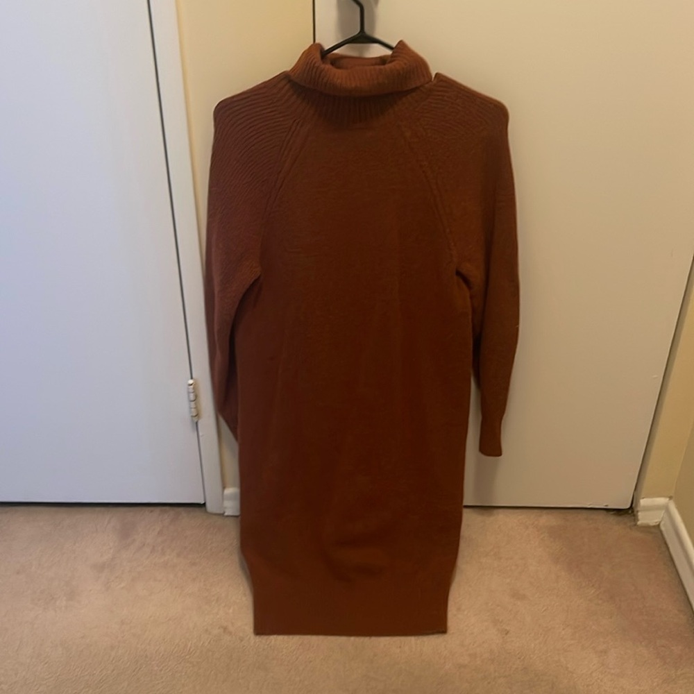Cozy Brown Turtleneck Sweater dress